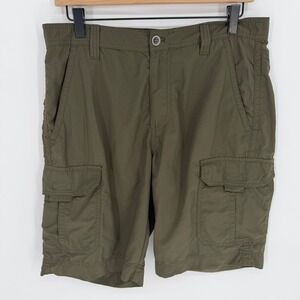 Bass Outdoor Explorer Cargo Shorts Mens 32 Olive Green Hiking Utility Gorpcore